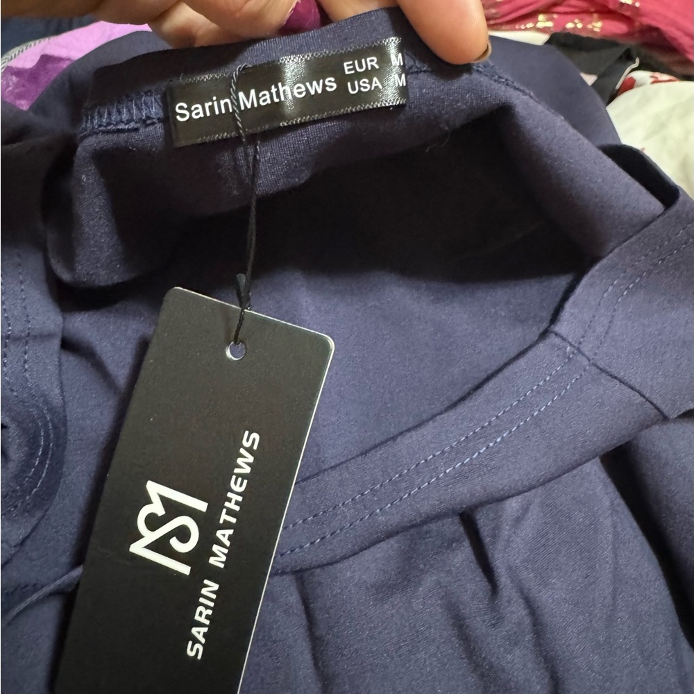 Amazon Off-Shoulder Navy Mini Dress - Picture 2 of 4